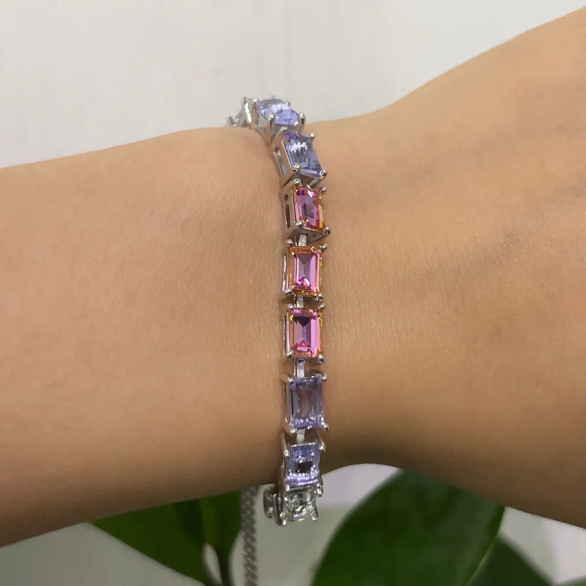 Pink Purple Jewelry Set Stainless Steel Necklace Bracelet Ring Charm Luxury Geometric Tassel Earrings Fine Romantic Women's Gift - view 4