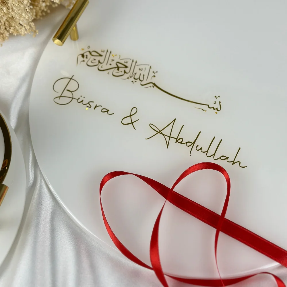 Vinyl Sticker Wedding Ring Tray Sticker Custom Name Gold Foil Personalized Engagement Tray Decor Bride And Groom Wedding Favors