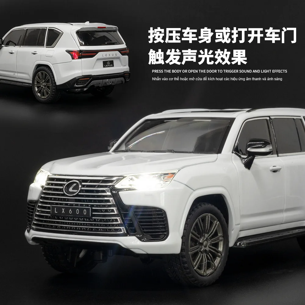 1:24 LEXUS LX600 Alloy Car Model Sound And Light Pull Back Toy Car Off-Road car Simulation for Boy Collection Decoration A606