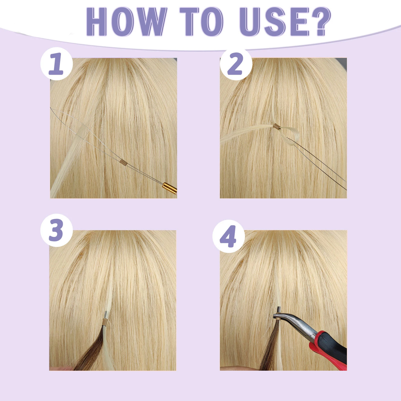 حلقة ربط صغيرة لشعر الإنسان ، أنابيب نحاسية غير سيليكون ، قفل الخرز لشعر I-Tip ، Feather ،