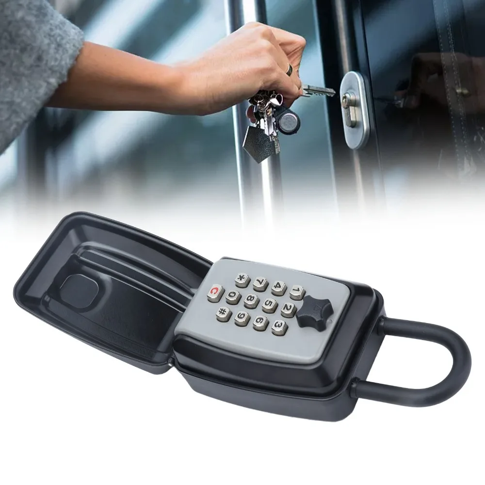 Portable 12 Digit Keyboard Key Lock Box Resettable Aluminum Alloy Combination Key Lock Anti-Theft Wall Mounted Key Box Outdoor