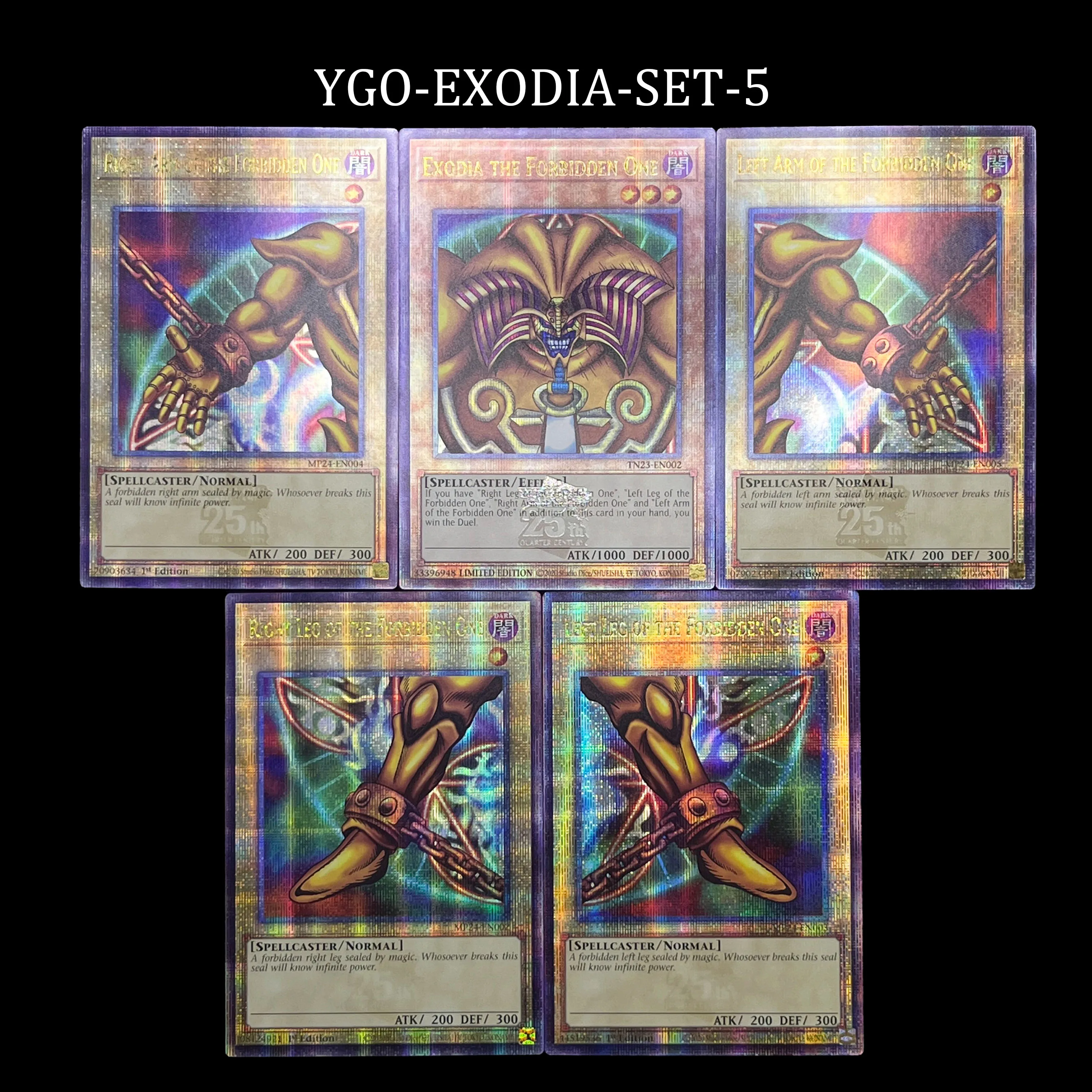 Yu-Gi-Oh Exodia der Verbotene Komplettes Set 5 Stück Holografische Proxy-Karten Exodia der Rechte und Linke Arm des Verbotenen