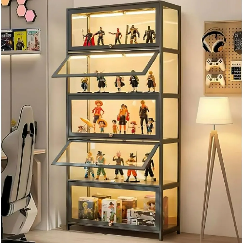 Curio Display Cabinet, 5-Tier Storage Shelves with Acrylic Glass Door, Collectibles Toy Organizers Rack & Display Shelf,Bookcase