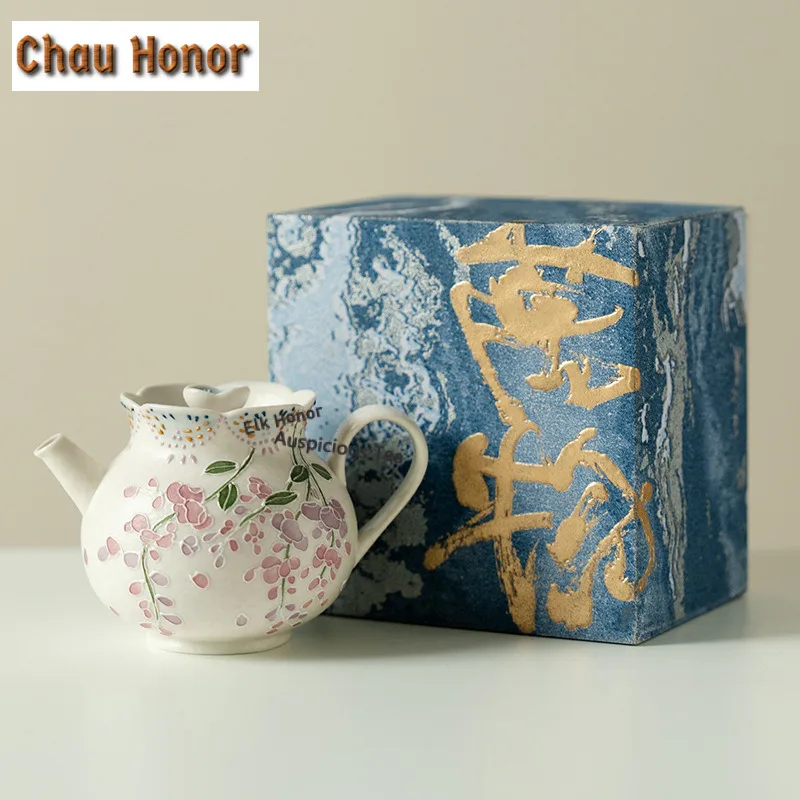 

160ml Hand-painted Wisteria Flower Teapot Retro Tea Infuser Pot Tea Maker Kettle With Ball Hole Tableware Accessories Collection