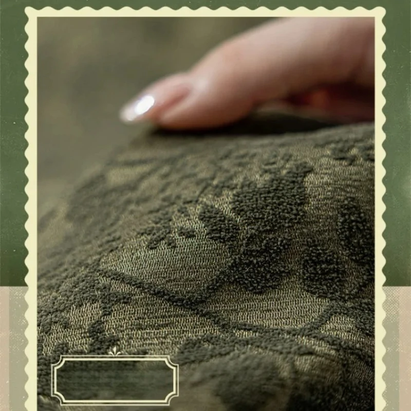 French Vintage Embossed Jacquard Chenille Curtain Fabric Blackout Curtains for Living Dining Room Bedroom Luxury