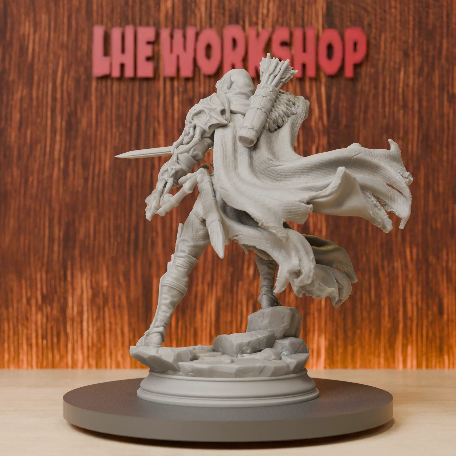 Drow Ranger Miniatures | 28mm-75mm | Resin 3D Printed DND Pathfinder Mini | Unpainted Grey