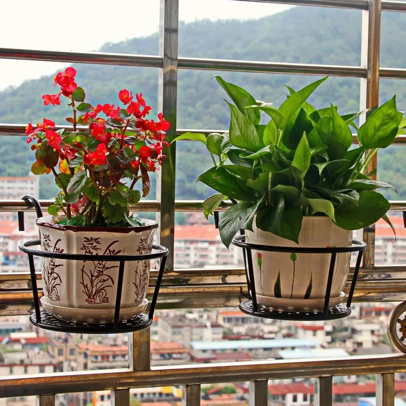 3pcs/set Iron Wall Mounted Flower Pot Holder for Balcony Round Outdoor Hanging Plant Bracket Heavy Duty Rustproof Garden Decor