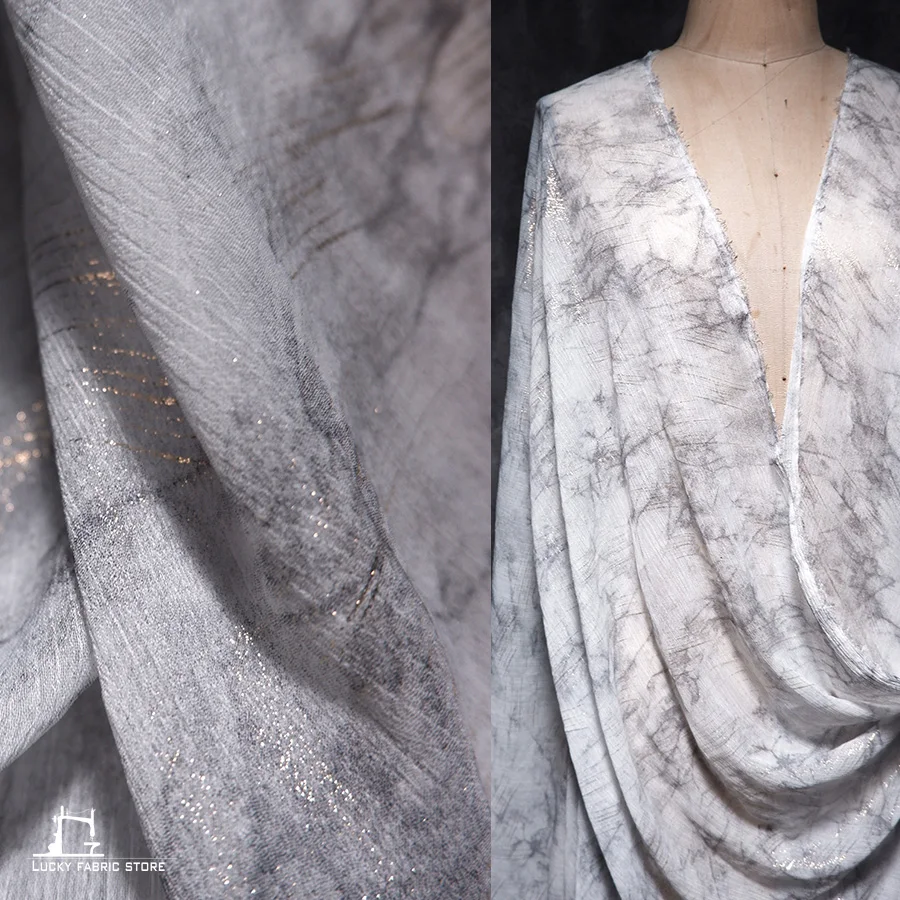 Marble, filigree, cracked, slightly transparent, summer light dress fabric, designer fabric