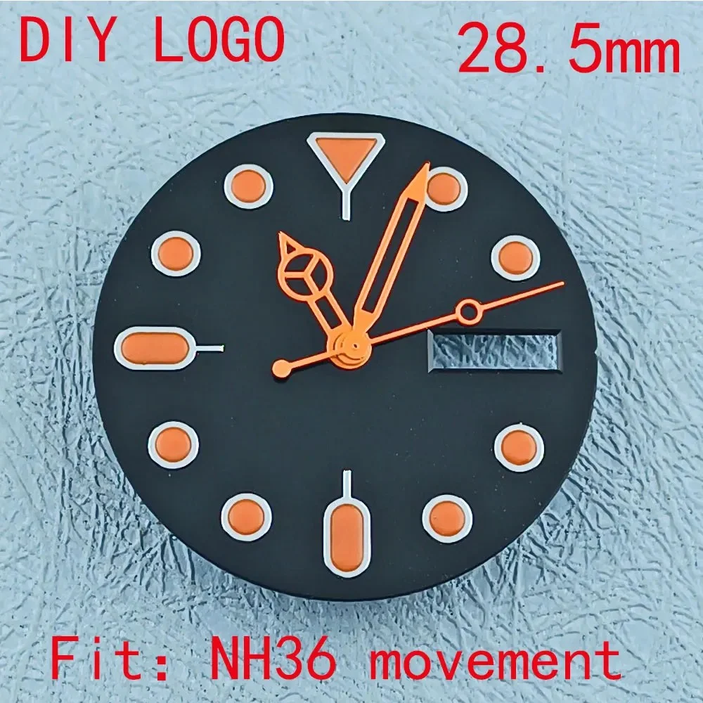 28.5Mm Nh36 Steriele Horloge Wijzerplaat C3 Super Lichtgevende Geschikt Voor Nh34 Nh35 Nh36 Bewegingshorloge Accessoires Kleurrijke Wijzerplaat