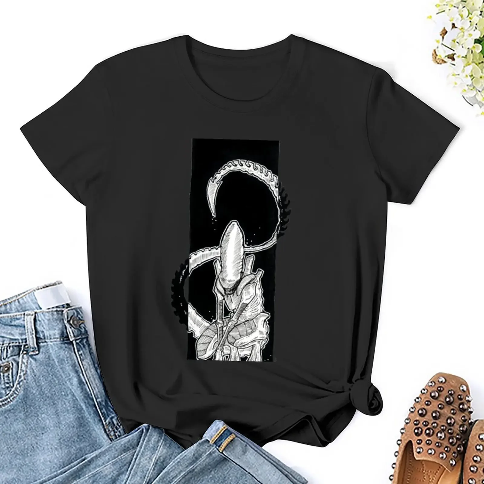 Alien T-Shirt summer top Female clothing tops plus size tops Woman fashion