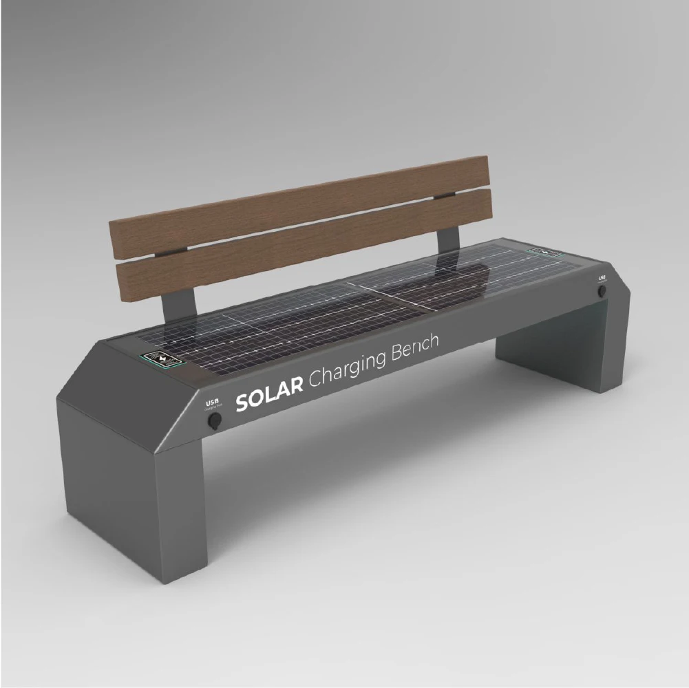 Y2 Power WYN Solar Bench Charging Station For Cellphone Wireless Charging Bench With 4G Hotspot WiFi Router (300m) And LED Groun