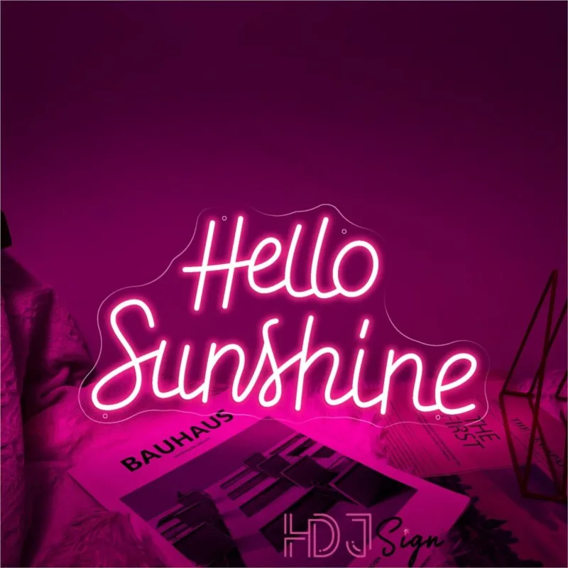 Custom Hello Sunshine Neon Sign Shop Home Woman Girls Room Decor Wall Decoration Sign Led Luminous Signs Christmas Gift