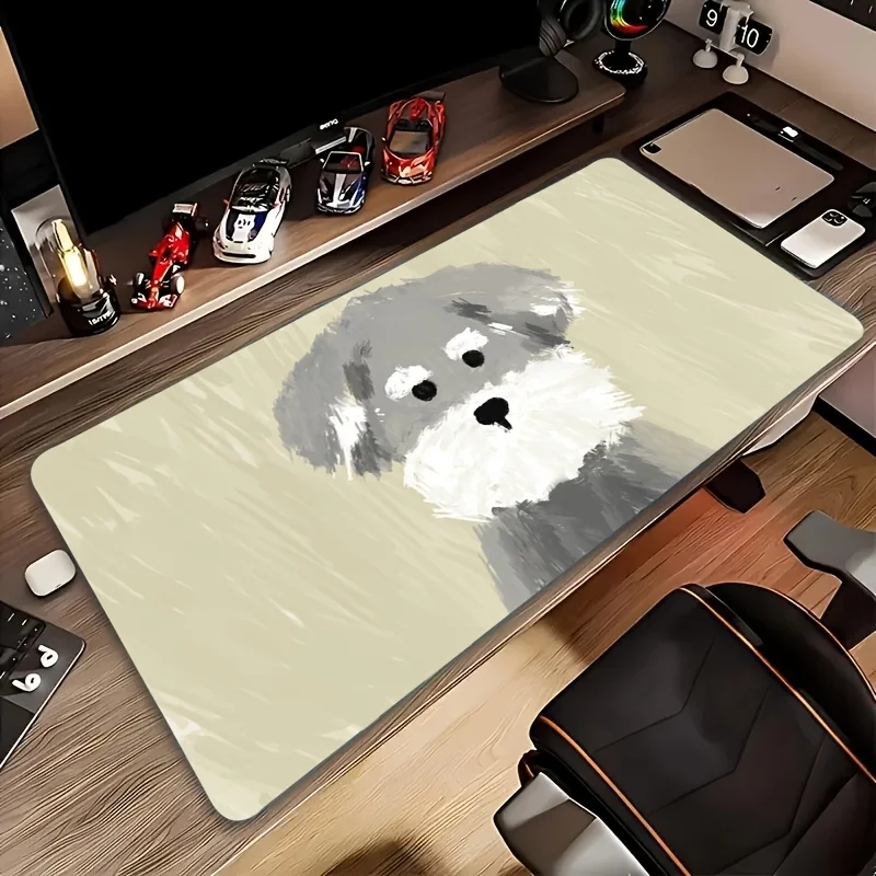 

1pc Cute Cartoon Dog Design Mouse Pad - Large Non-Slip Rubber Base, Washable Rectangular Desk Mat for Gaming & Office, Artistic