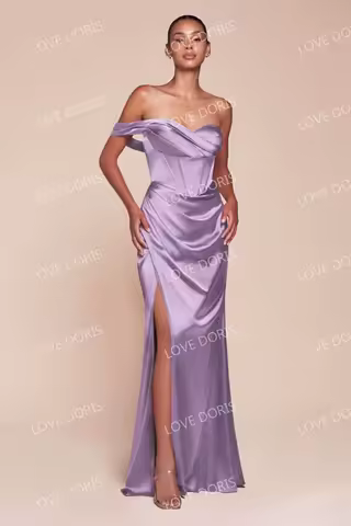 LOVE DORIS Bridesmaid Dresses Lavender Evening Dress Sweetheart Corset One Shoulder Criss-Cross Mermaid Evening Dress Customized