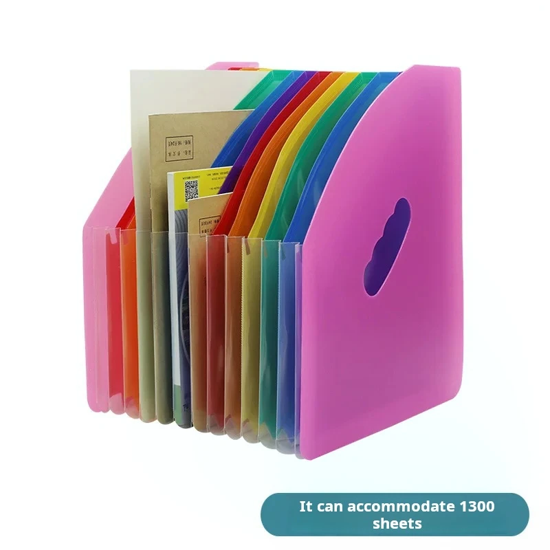 13 Layer A4 File Tray Rainbow File Folder Classification Retractable Organ Expanding Package Large Capacity Desk Organizer