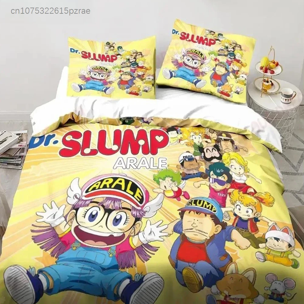 Cartoon DR S-Slump Arale Anime Bedding Set Printed Bed Set With Pillowcase Bed Duvet Cover Soft Queen King Size Bedclothes Home