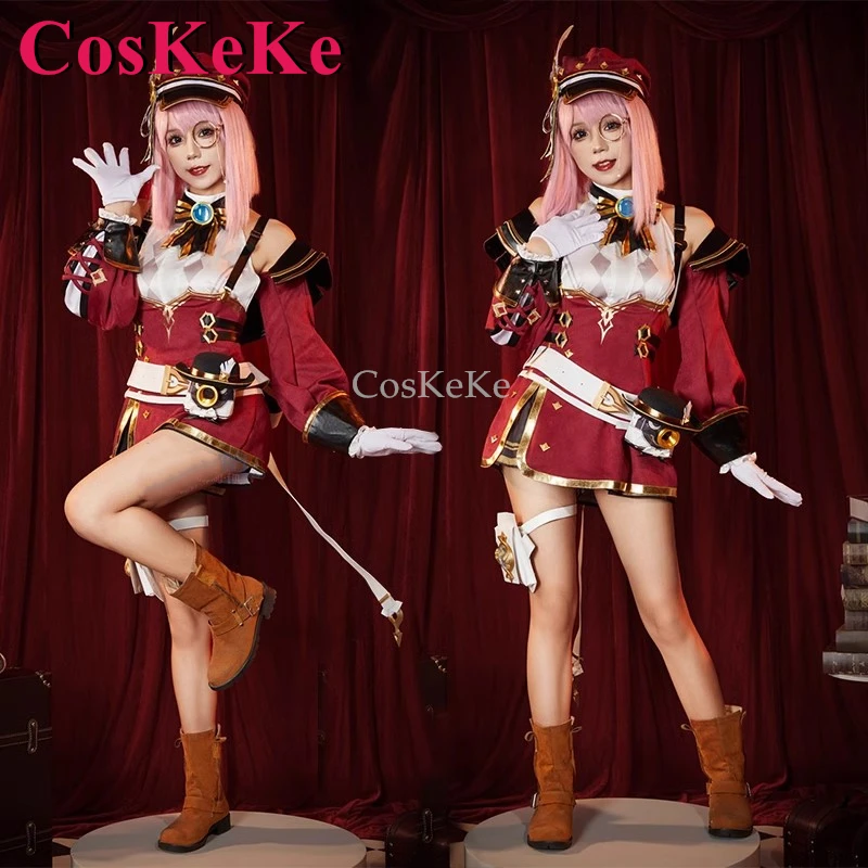 CosKeKe Charlotte Cosplay Game Genshin Impact Costume Fontaine Reporter Sweet Lovely Uniforms Activity Party Role Play Clothing