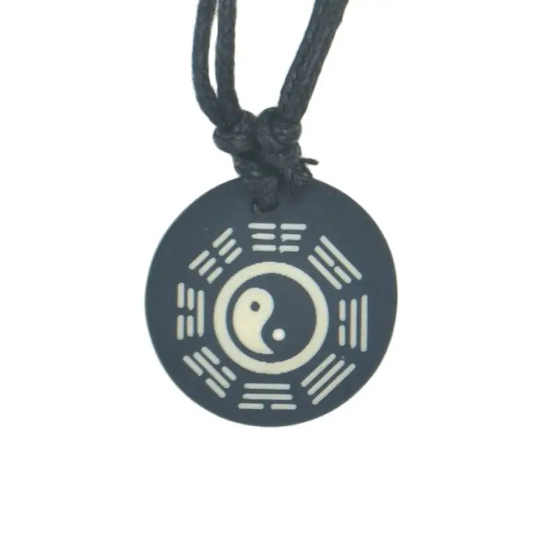 Tai Chi Yin & Yang The eight trigrams yak bone Pendant Amulet Necklace Lucky Gift  Tribal Fashion Jewelry