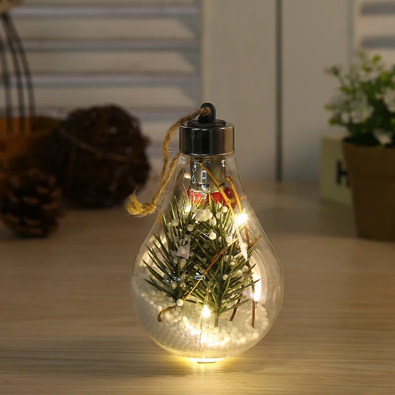 Christmas Tree Decoration Fairy Light Ball Transparent LED Luminous Night Light Bulb Hanging Xmas Pendant New Year Home Ornament