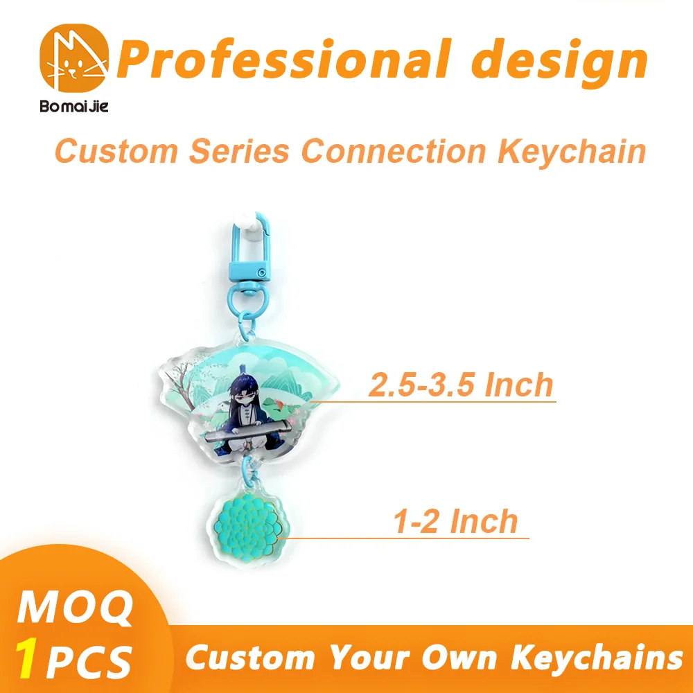 Custom Key chain Cartoon Acrylic Photo Customized series connection Keychain Anime Charms Hologram Clear Personalized Keychains