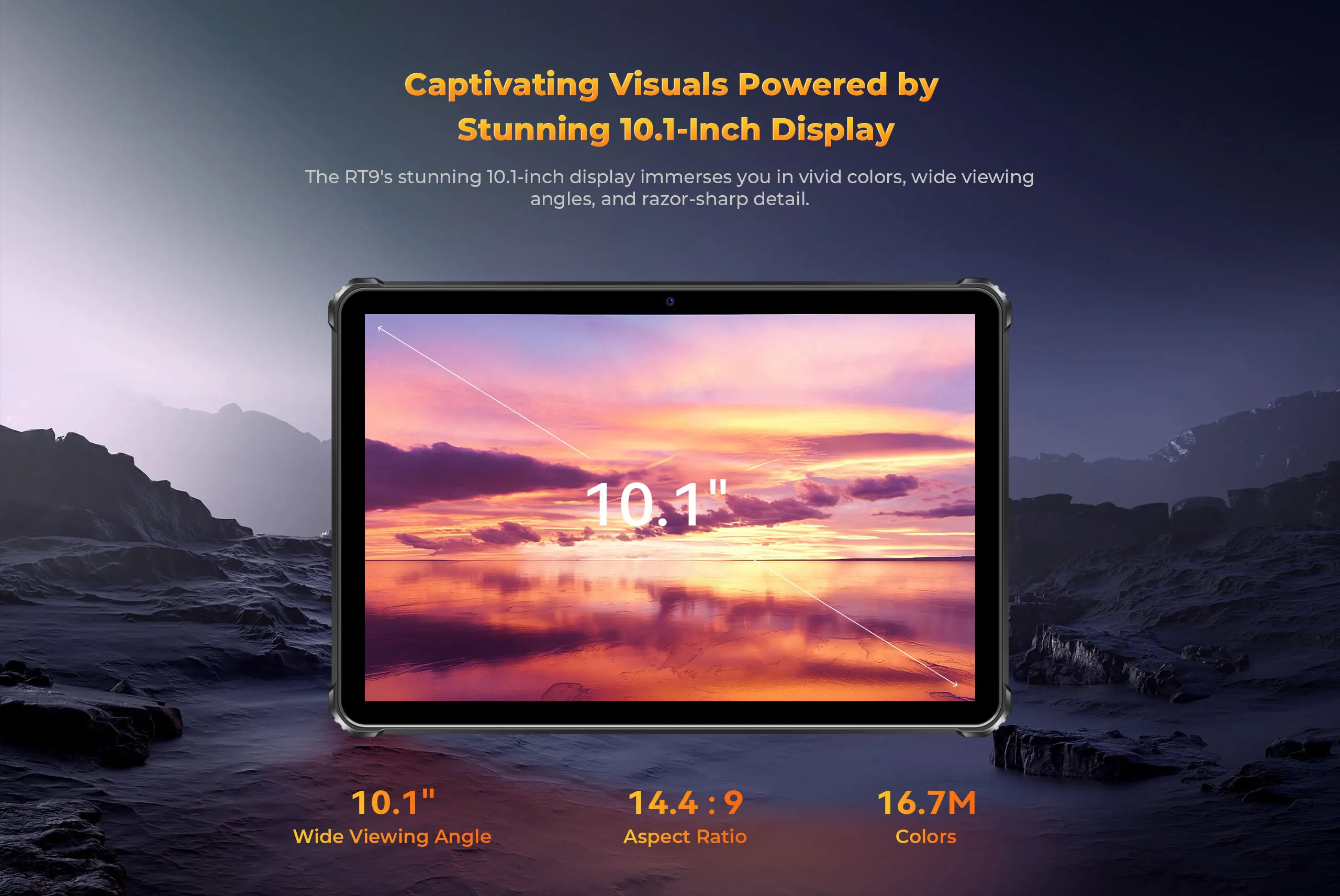 Oukitel RT9 10.1" HD Display Rugged Tablet 11000mAh Battery 24GB RAM 256GB ROM Rugged Table Android 14.0 Tablet PC