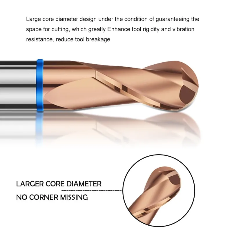 GAMONT TGB-HRC65 4F Color Circle Ball End Mill Tungsten Steel Carbide Alloy Coating Milling Cutter CNC Mechanical Endmills Tools