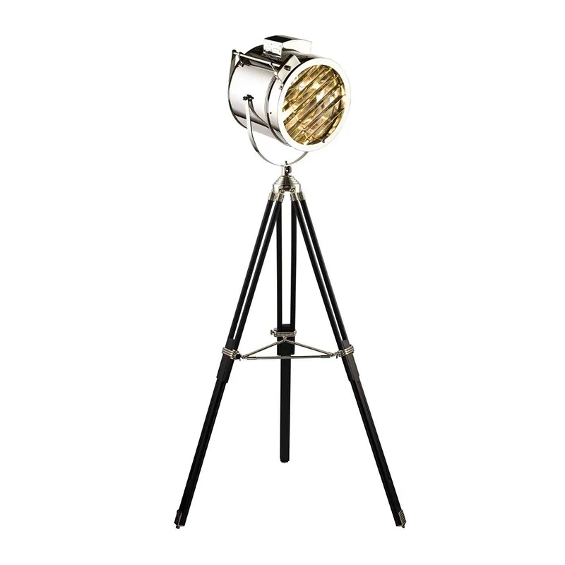 Imagem -02 - Retro Studio Tripod Floor Lamp Silver Gold Industry Floor Lights Wooden Corner Standing Lamps Iluminação Interior da Sala de Estar