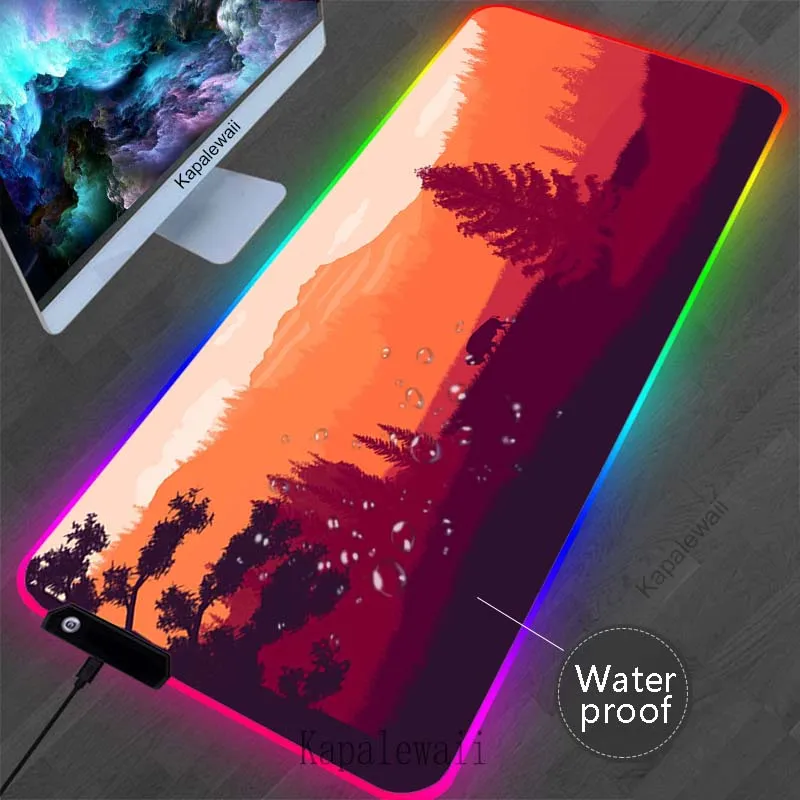 Mata kolorowa mysz z duża podkładka pod mysz leśnym RGB XXL 100x50cm Teclado e mysz podkładki pod klawiaturę z gumową wodoodporną podkładką pod mysz