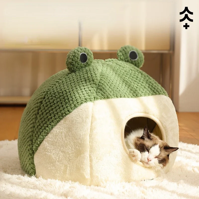 New Small Frog Pet Nest Series Semi-closed Cat Nest Autumn and Winter Warm Plush House Dog Nest