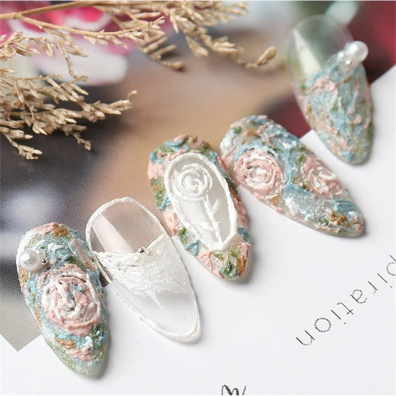 8 جرام 5D تنقش رسم الغراء لا غسل جيل للأظافر أسود أبيض الرمال تأثير الجبس الغراء DIY مانيكير هلام لا حاجة معطف فوقي الديكور * &