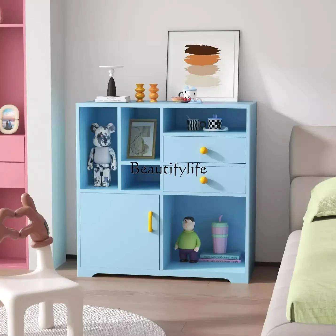 

12Dopamine storage cabinet Living room Home locker Multi-layer finishing shelfLX