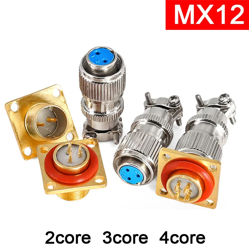 Airtight Sealed Aviation Plug MX12-2 3 4 Core Glass Sintered Socket Vacuum Connector MX12 2Pin 3Pin 4Pin 12mm 2core 3core 4core