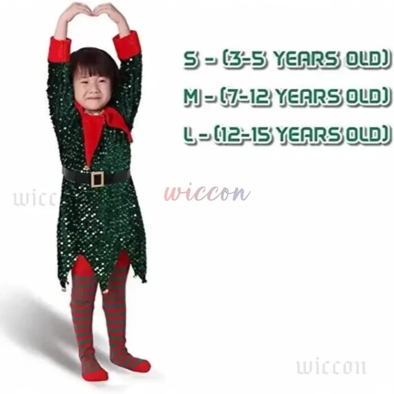 

asdh8@Christmas Kids Cosplay Santa Claus Cosplay Costume Children Xmas Suit Dress Outfit Striped Socks For Boys Girls Carnival P