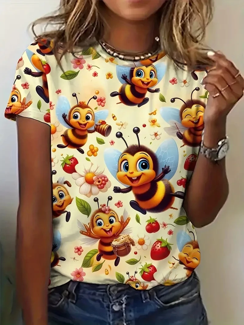 

Women's Plus Size 3D Printed Short Sleeved T-shirt,loose and Casual,soft,comfortable and Breathable, Suitable for Outdoor Sports