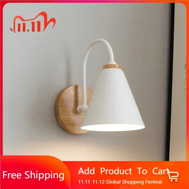 Nordic Macaron wall lamp wooden minimalist suitable for modern decorative lighting fixtures in study bedroom dining room et