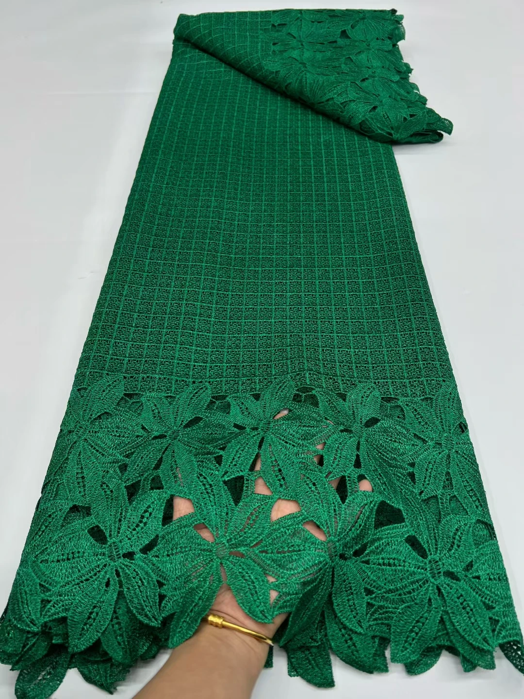 

NRFG70 Dark green!New arrival African water soluble lace fabric,beautiful embroidered guipure cord lace for party/wedding dress