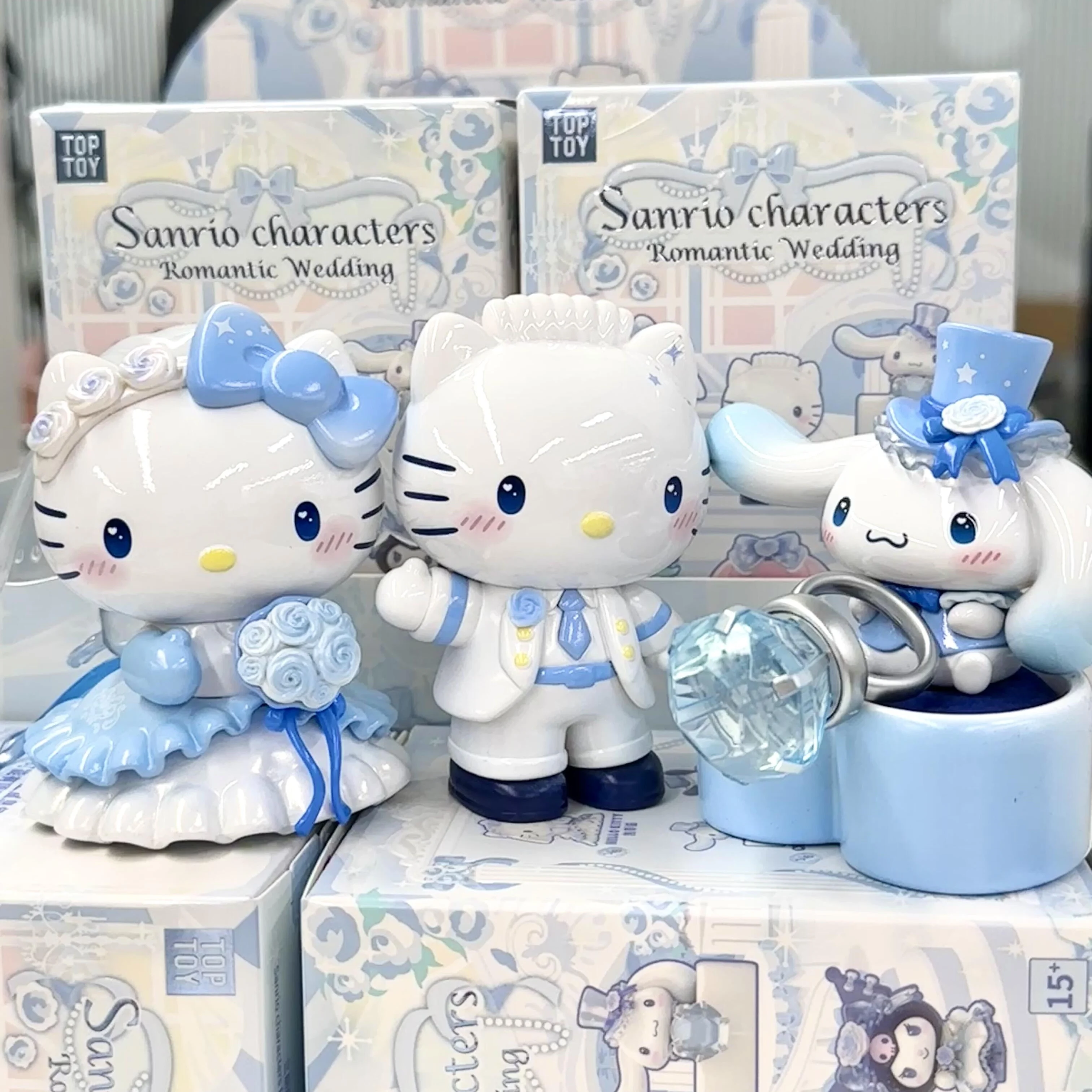 Genuine Sanrio Romantic Wedding Series Blind Box Hellokitty Kuromi Trend Toy Valentine'S Day Wedding Gift Ornament Birthday Gift