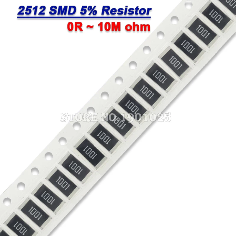2512 SMD Chip 5% 1W 0R ~ 10M 50PCS/LOT 1W 0 1 10 100 150 220 330 Ohm 1K 2.2K 10K 100K 220K 0R 1R 10R 100R 150R 220R 330R 470R 1M