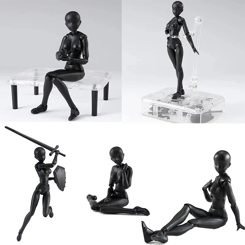 Actiefiguren Pvc-Model Met Doostekening Figuurmodellen Voor Kunstenaars (Vrouwelijk + Mannelijk)