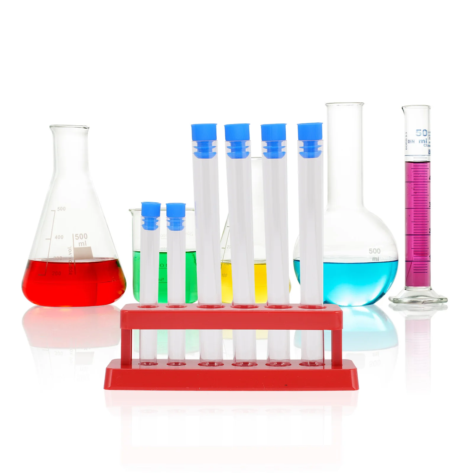 

6pcs Test Tube Rack Dropper Pipette Plastic Stand Random Stopper Color Lightweight Storage Liquid Perfume Experiment Vials Lab