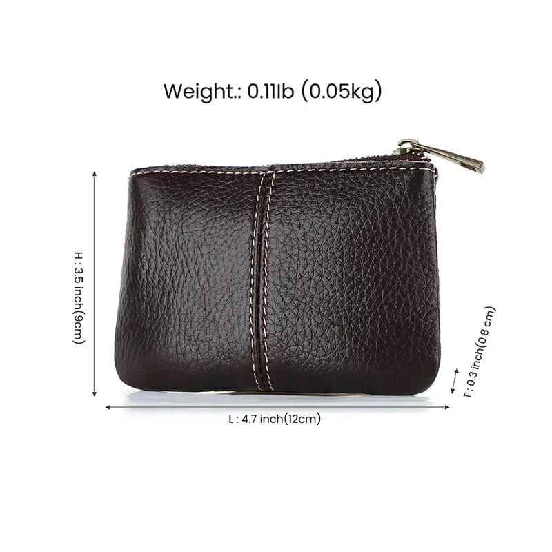 Cowhide Coin Purse Mini  Zipper Thin Design Small Wallet Headphone Storage Bag Compact Pocket Minimalist Design