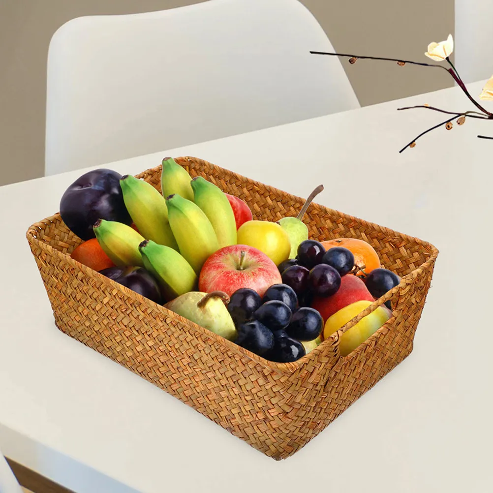 

Большая плетеная корзина для хранения из ротанга, натуральный декоративный органайзер для кухни, ванной, гостиной, спальни, полки