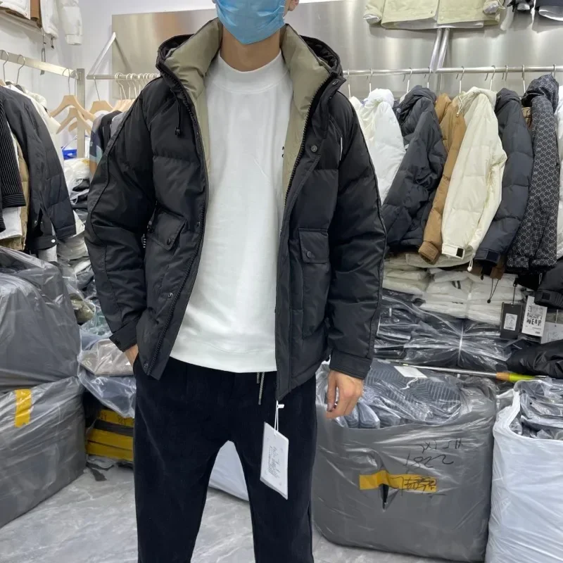 New Men Down Jacket Winter Coat Short Loose Leisure Parkas Thicken Warm Fashion Outwear Hooded Handsome Overcoat