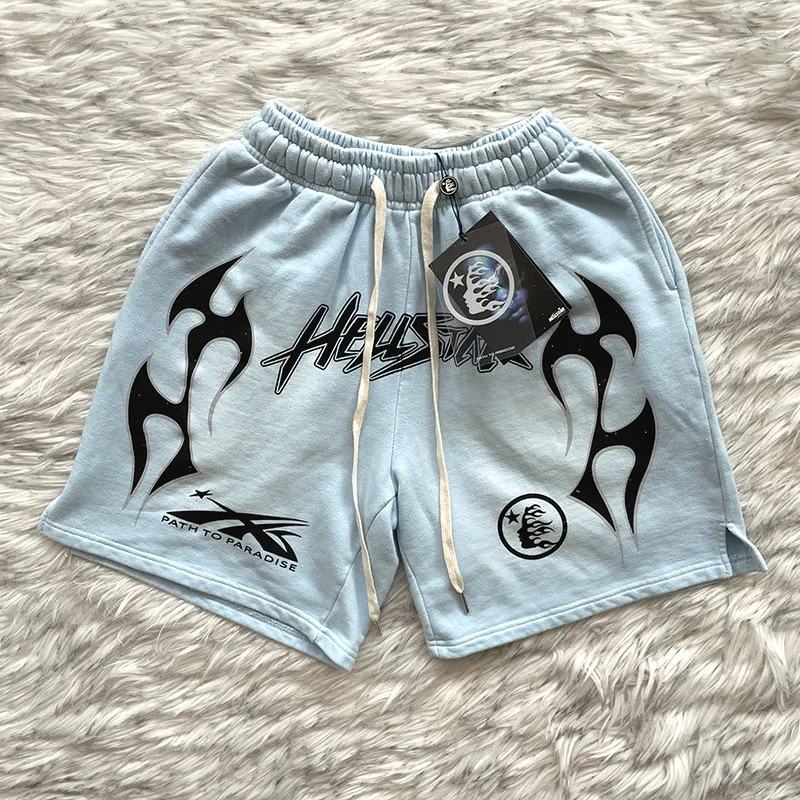 Hellstar Studios Casual Sports Shorts for Men And Women Washed Summer Thick Straight Leg Short Pants Youth Active Style