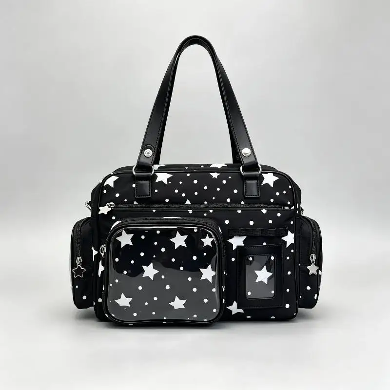 Y2K Japanese Itabag Crossbody Tote Bag Large Capacity Clear Window Star Polka Dot Print Shoulder Bag For School Daily Commute view 5