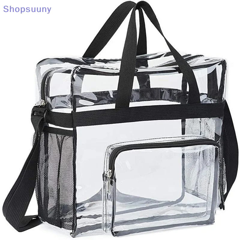 [SU]Large Capacity PVC Transparent Bag Portable Washing Bag Clear Tote Multi Pocket Handbag[SU]