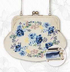 Embroidery DIY 14CT Unprinted Arts Cross stitch kits Set Cross-Stitching Home Decor Blue roses 35-28