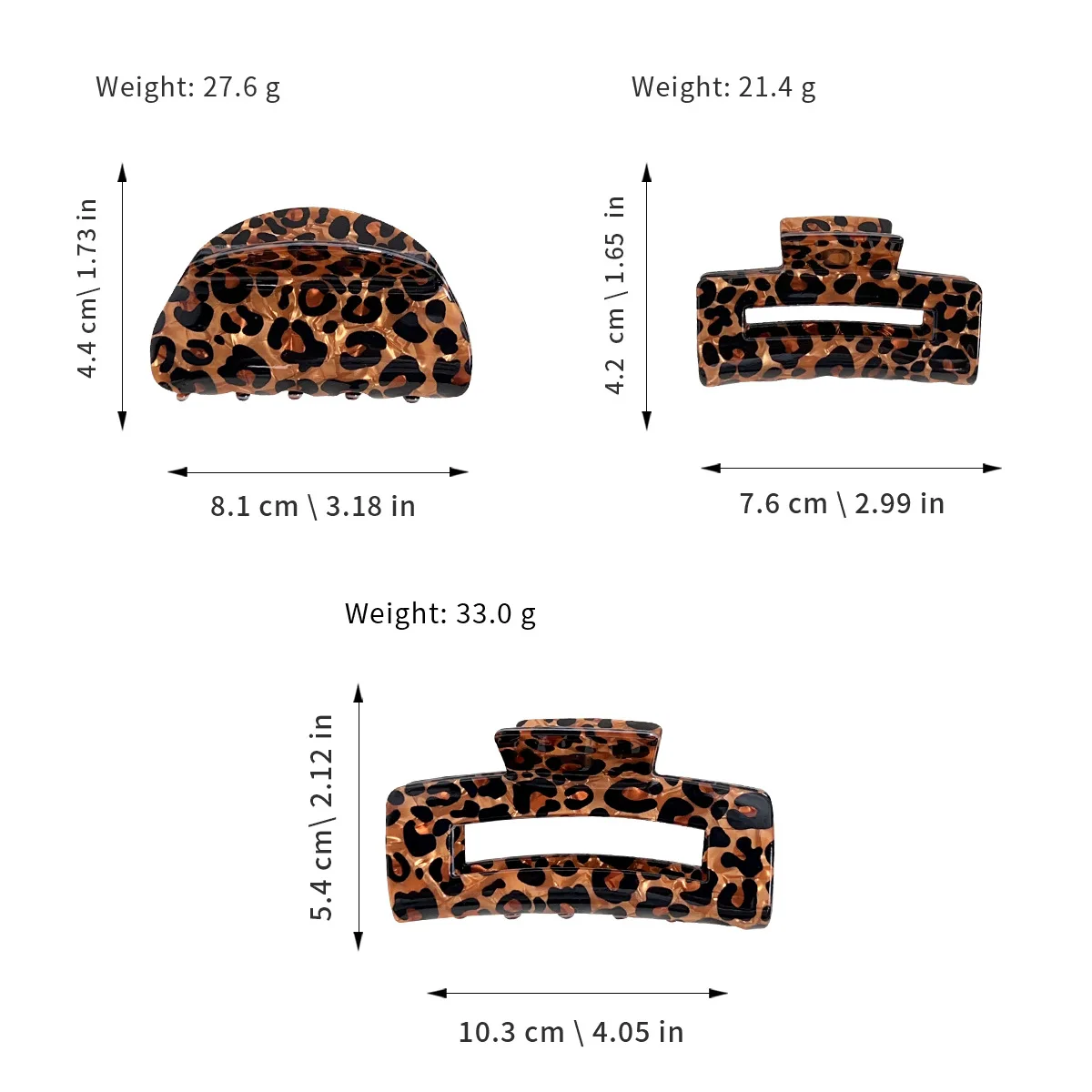 Retro Leopard Print Clip Large Square Back Of Head Hair Accessory For Women
