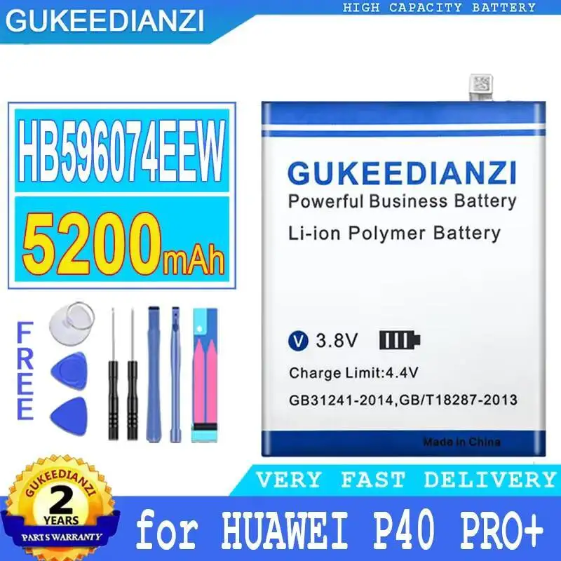 

Долговечный аккумулятор для мобильного телефона Huawei P40 PRO+, 5200 мАч, HB596074EEW, хорошая низкотемпературная производительность