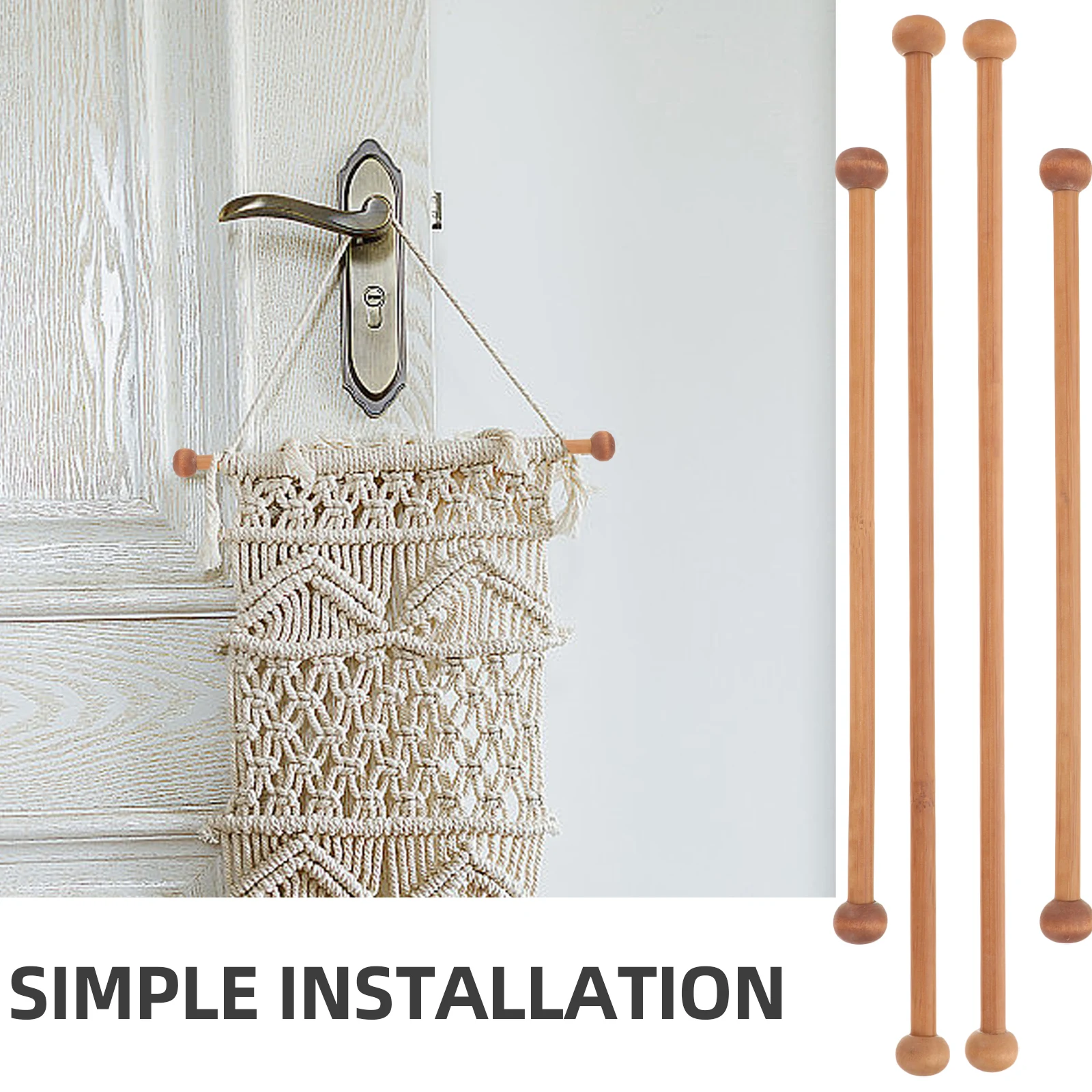 

4pcs Wooden Hanging Rods Tapestry Display Natural Wood Crafted Ecofriendly Wall Decor Quilt Hanger Weaving Accessories